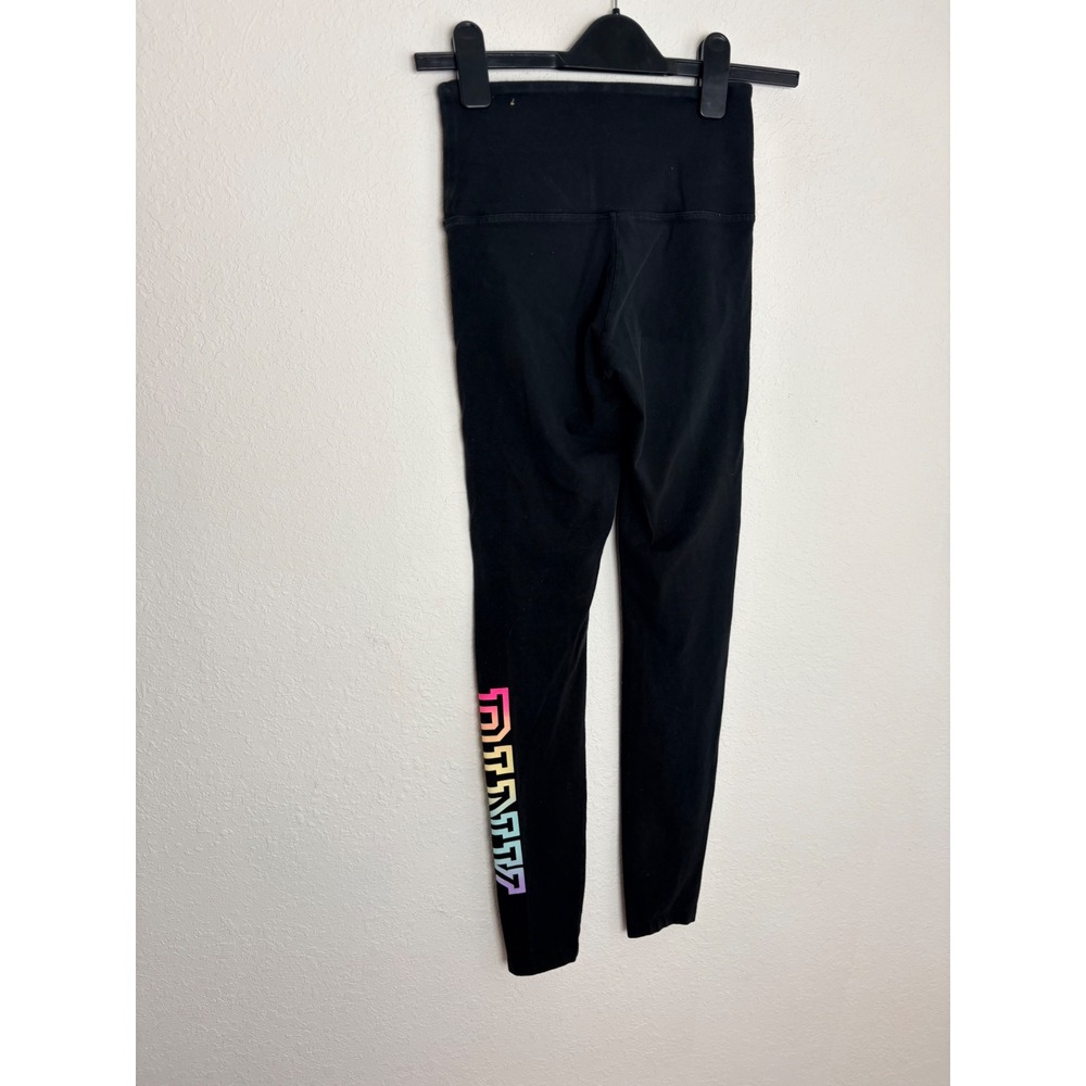PINK Victoria's Secret Leggings XS Black Excellent Rainbow Ombre Logo High Rise